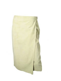 Hermes Beige Lambskin Suede Skirt and Wrap Belt