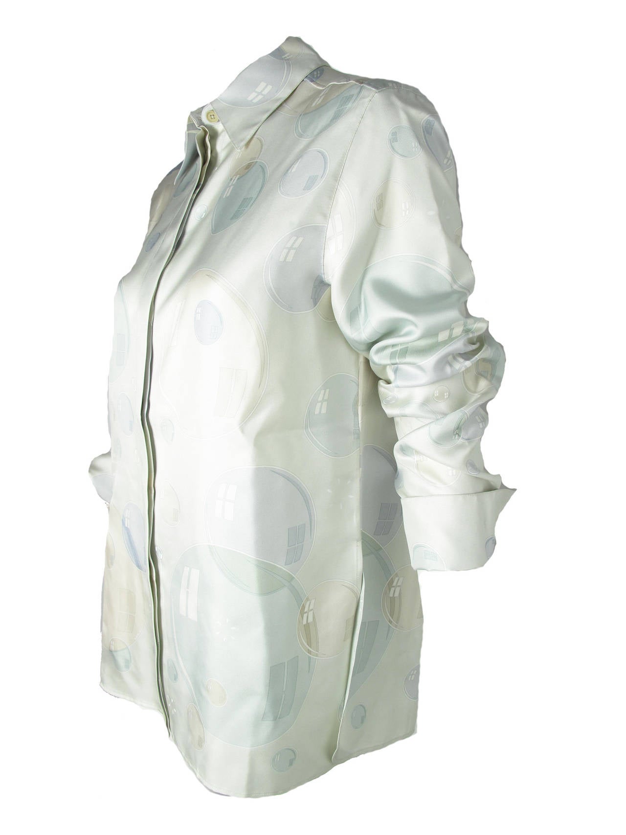 Lovely Hermes Bal de Bulles Silk Blouse with Bubble print and 