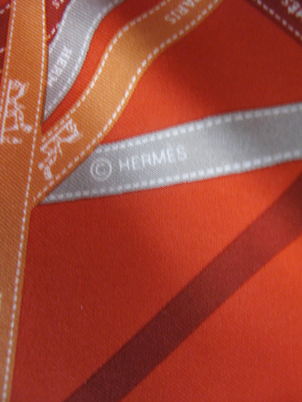 Hermes Bolduc Print Silk Scarf Red 1