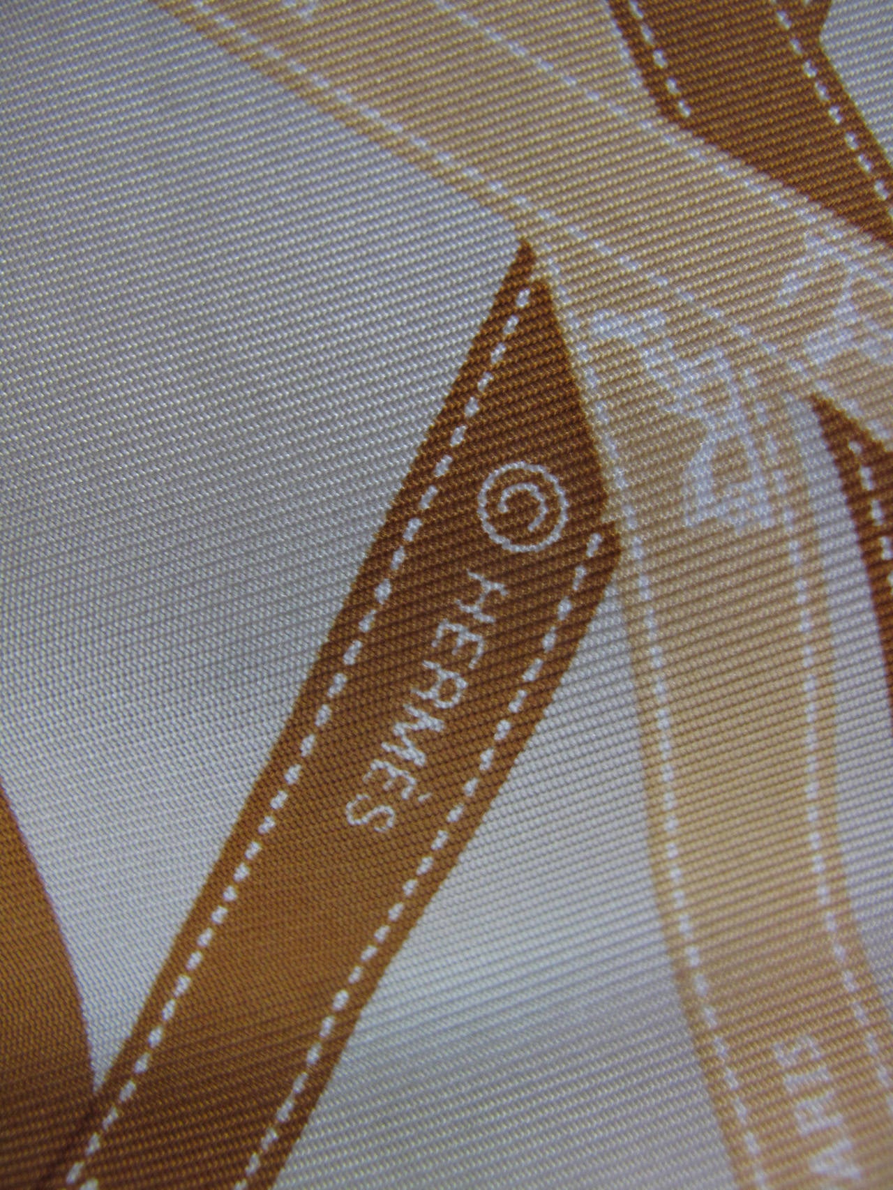 Hermes Bolduc Print Beige Silk Triangle Scarf 4