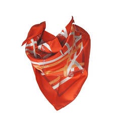 Hermes Bolduc Print Silk Scarf Red