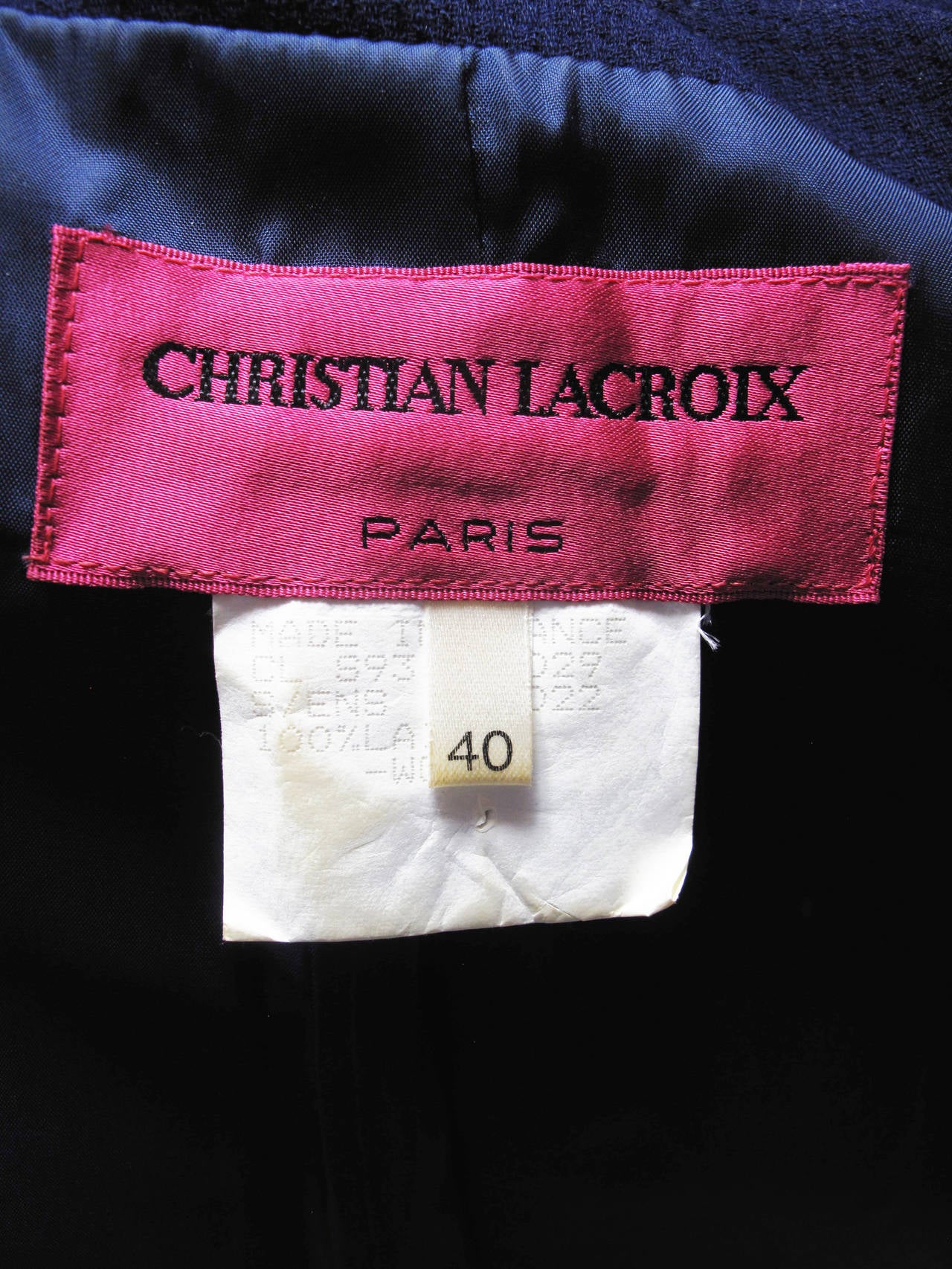 Christian Lacroix Suit with Large Metal Buttons In Excellent Condition In Austin, TX