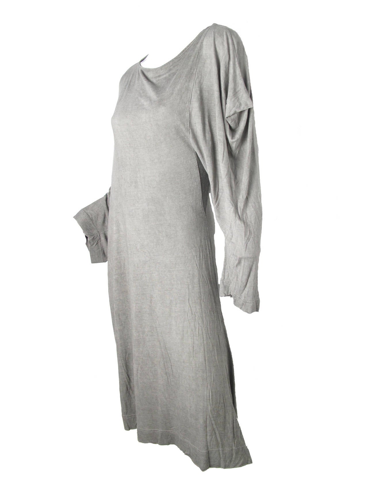 Vivienne Westwood Anglomania grey viscose tee shirt dress. Off set sleep and asymmetrical hem.  Made in Italy. Condition: Excellent. Size Small 

48