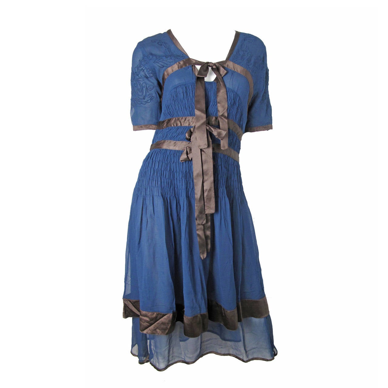 Jeans Paul Gaultier Sheer Chiffon Dress with Bows C. 2004 - 08
