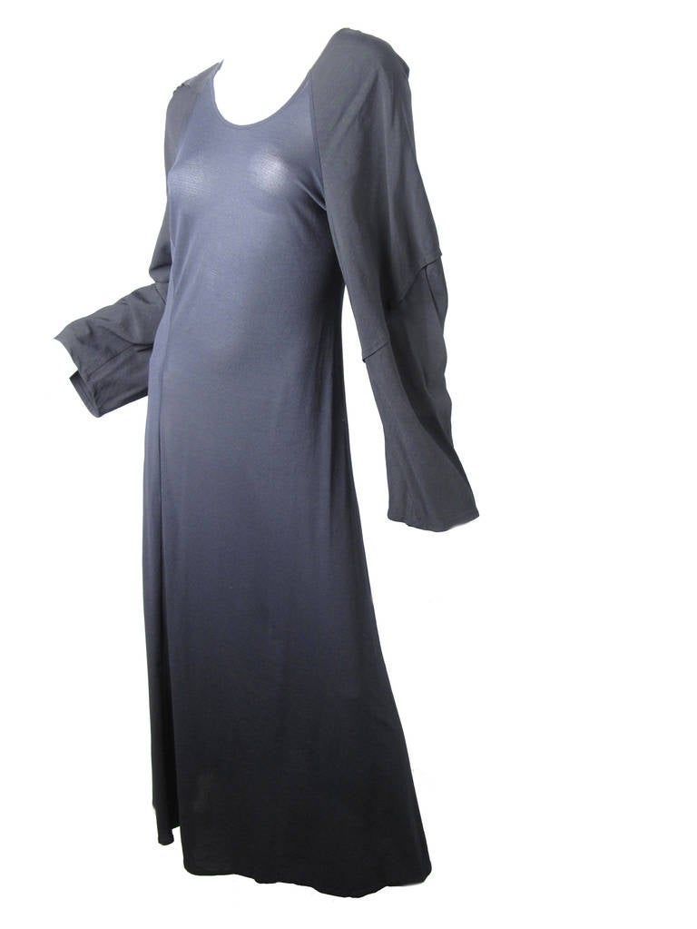 Yohji Yamamoto long black nylon mesh dress.  Condition: Excellent. Size M