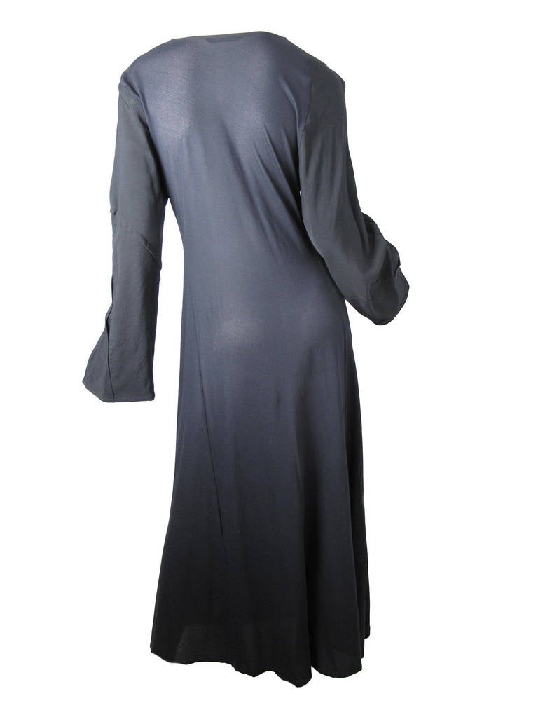 Black Yohji Yamamoto long black nylon mesh dress 