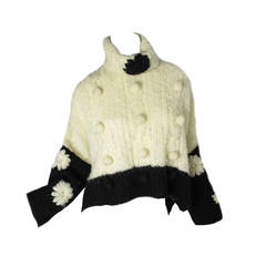 John Galliano Sweater with Floral and Pom Pom Details