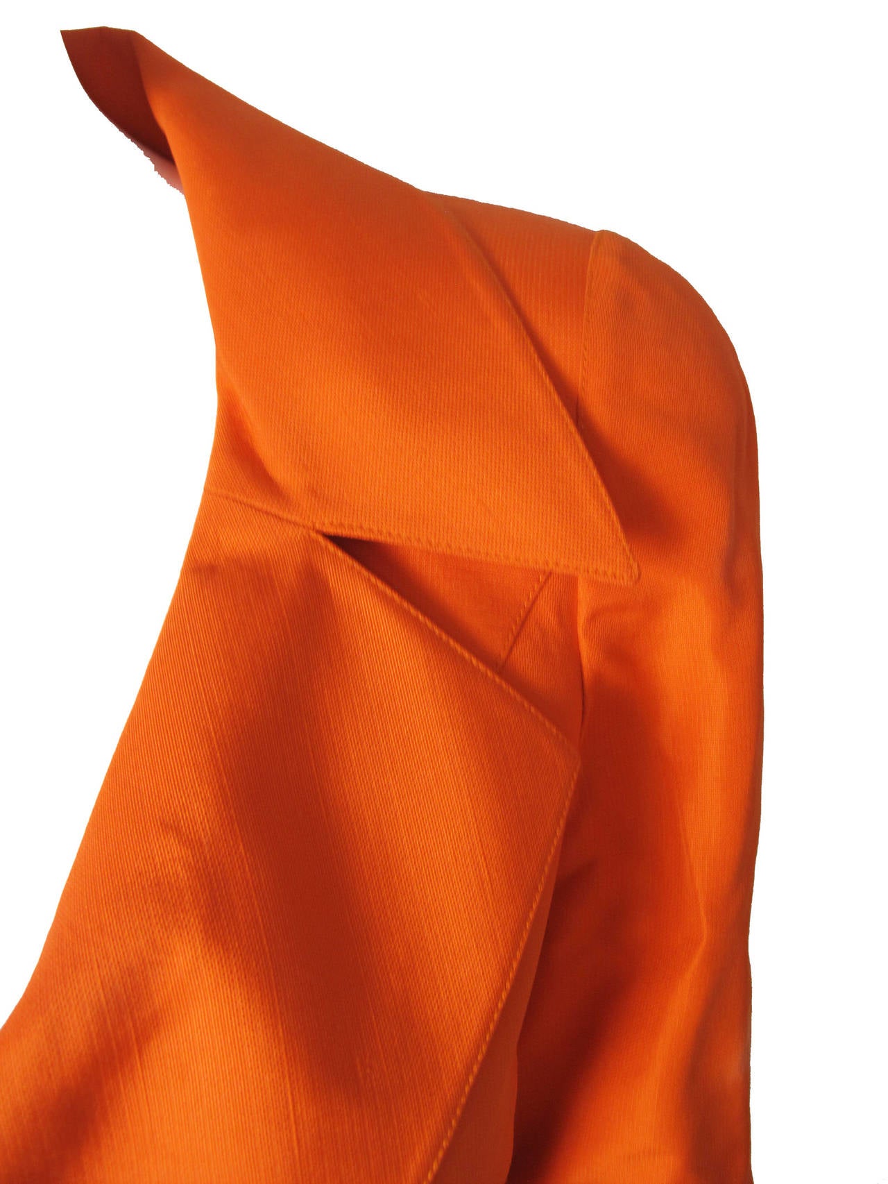 1980s Thierry Mugler Orange Silk Suit 1