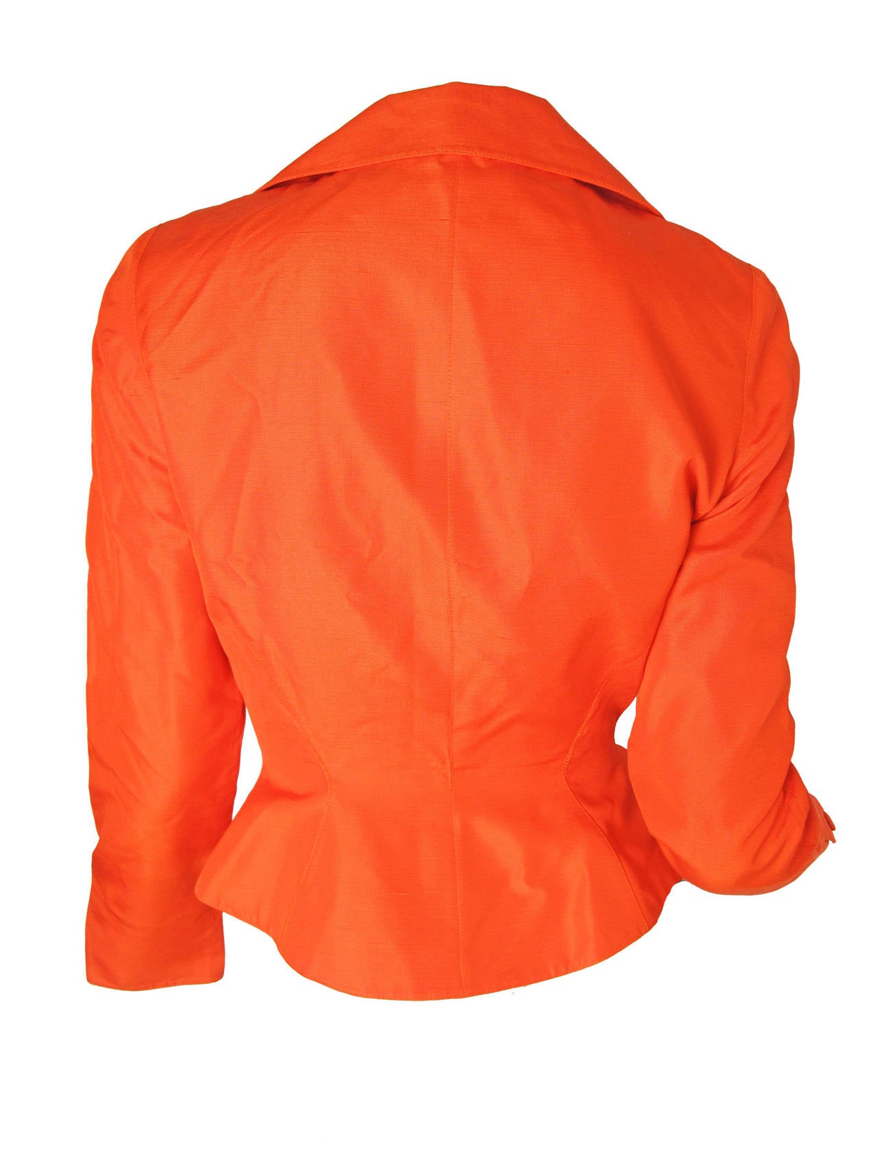 1980s Thierry Mugler Orange Silk Suit In Excellent Condition In Austin, TX