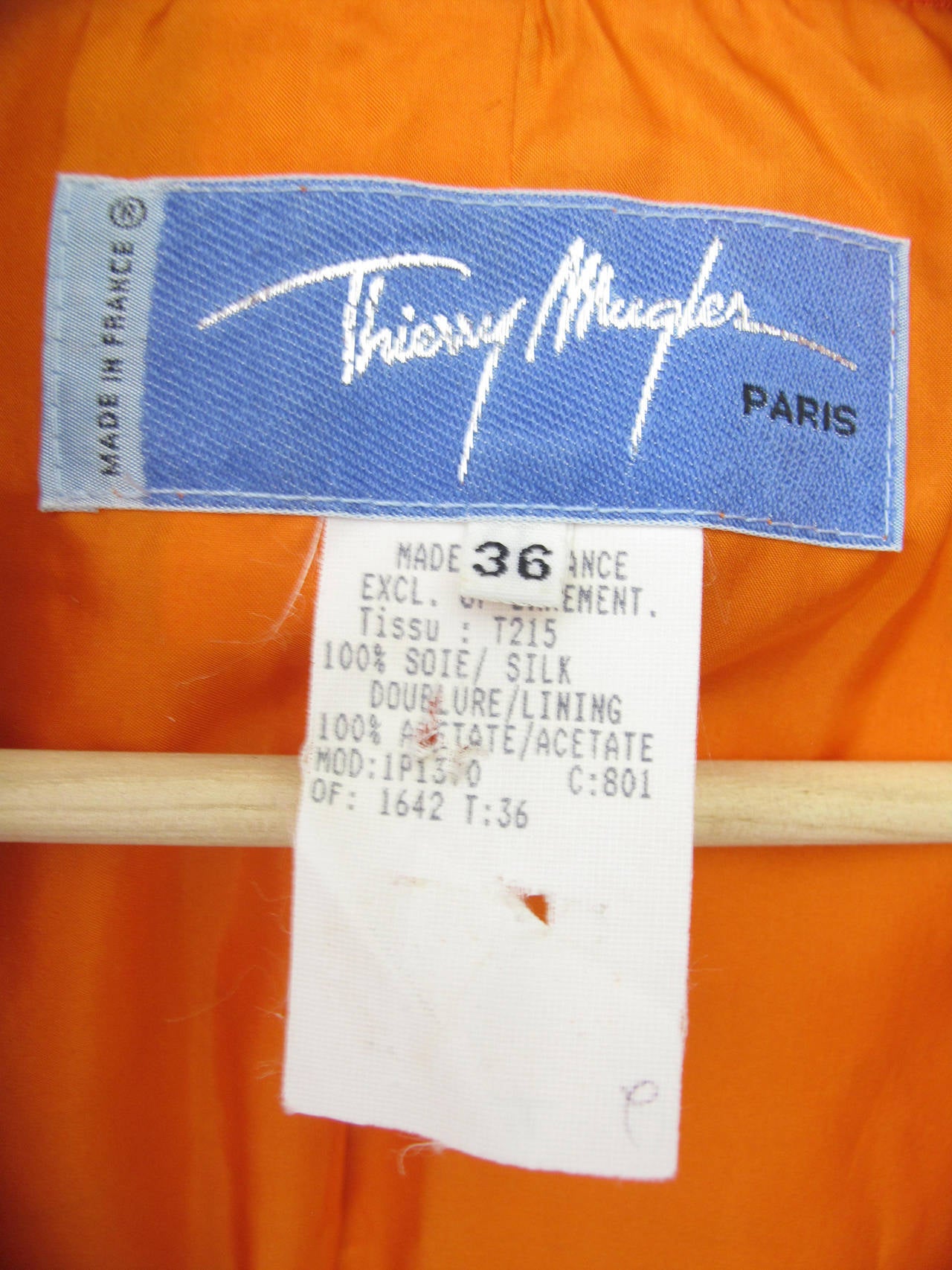 1980s Thierry Mugler Orange Silk Suit 2