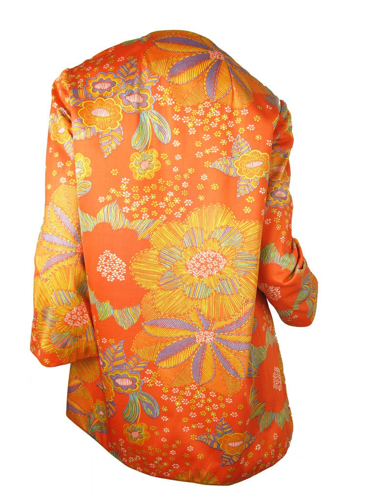 Geoffrey Beene Floral Printed Jacket In Excellent Condition In Austin, TX