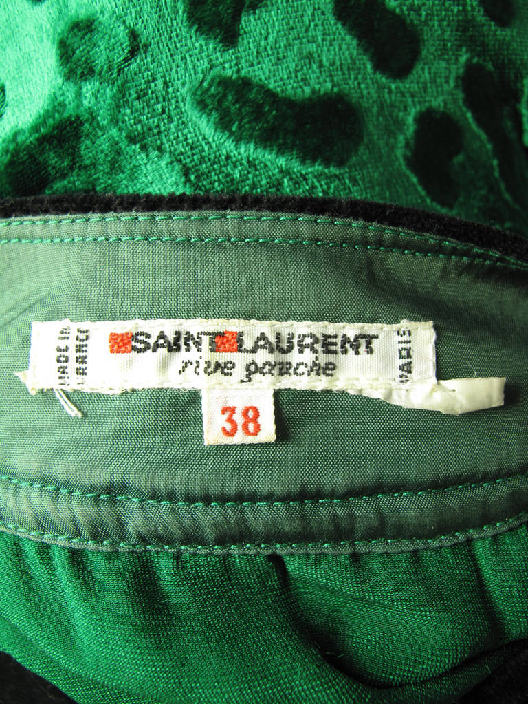 Yves Saint Laurent Rive Gauche green silk and velvet bubble skirt/ top 2