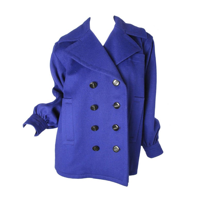 Yves Saint Laurent Rive Gauche purple wool coat at 1stdibs
