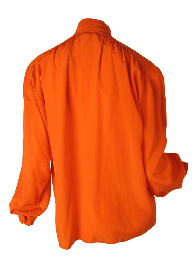 Yves Saint Laurent Orange Silk Blouse In Good Condition In Austin, TX