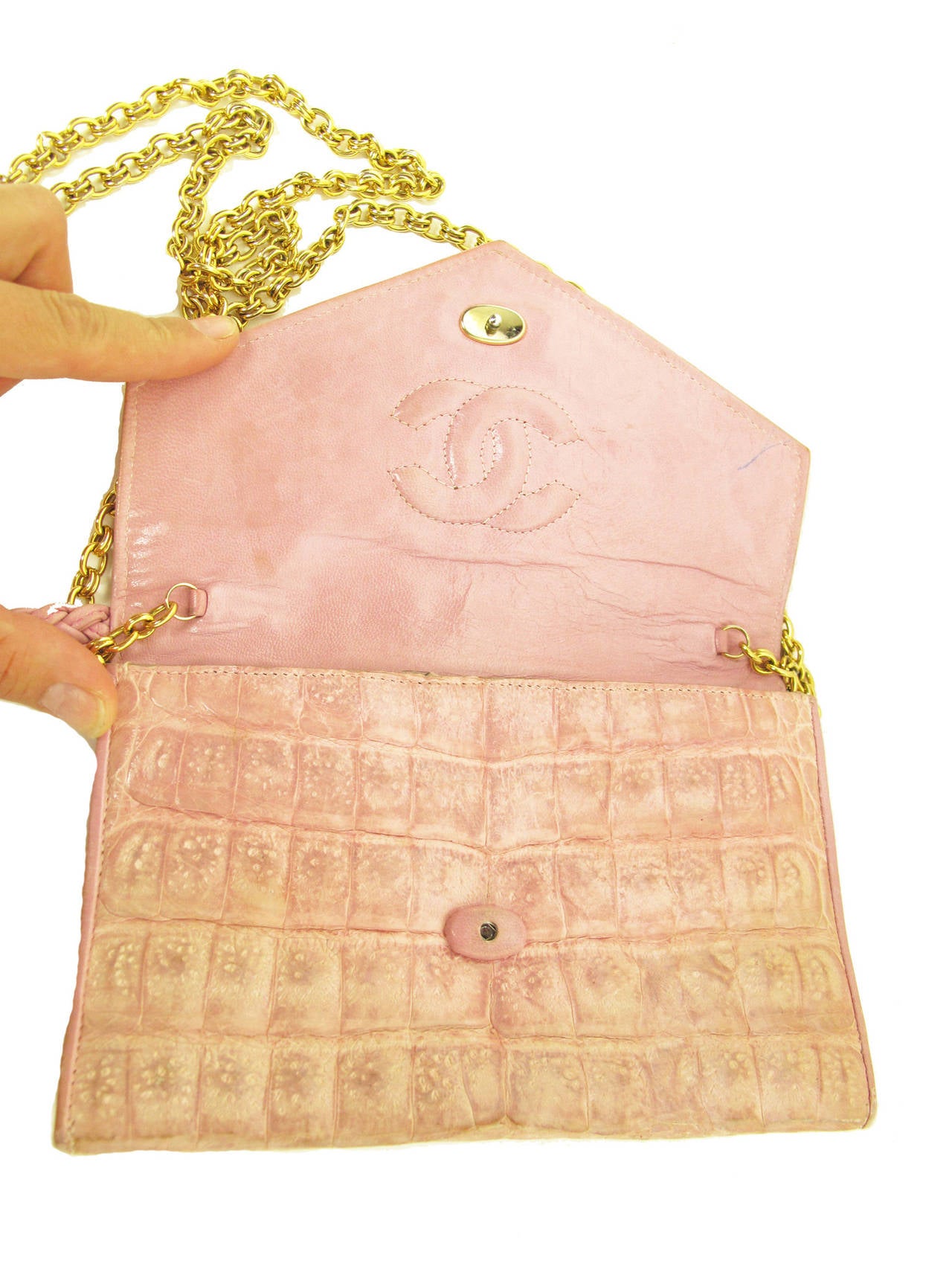 Chanel Pink Crocodile Mini Handbag Pre 1984 2