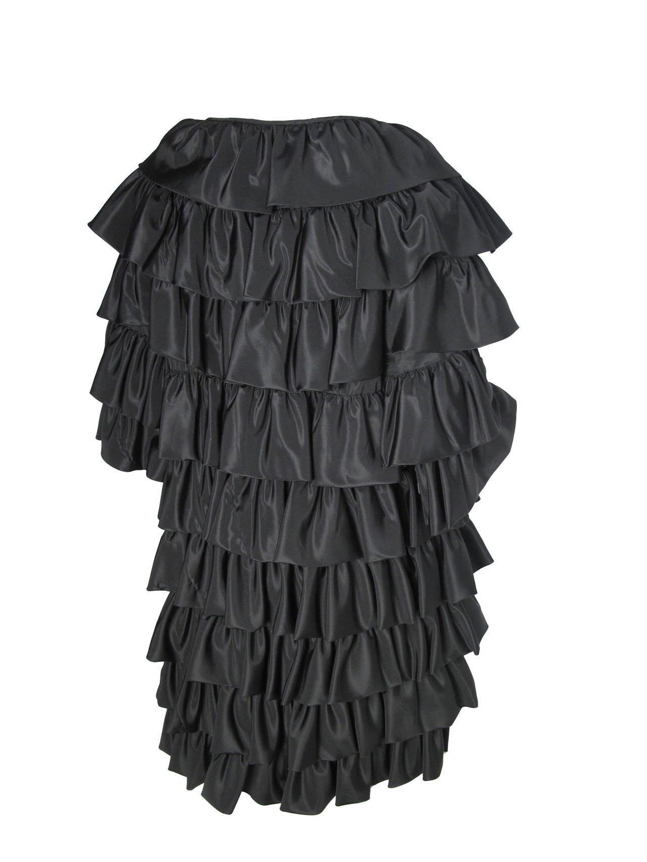 Victor Costa Black Ruffle Coat In Excellent Condition In Austin, TX