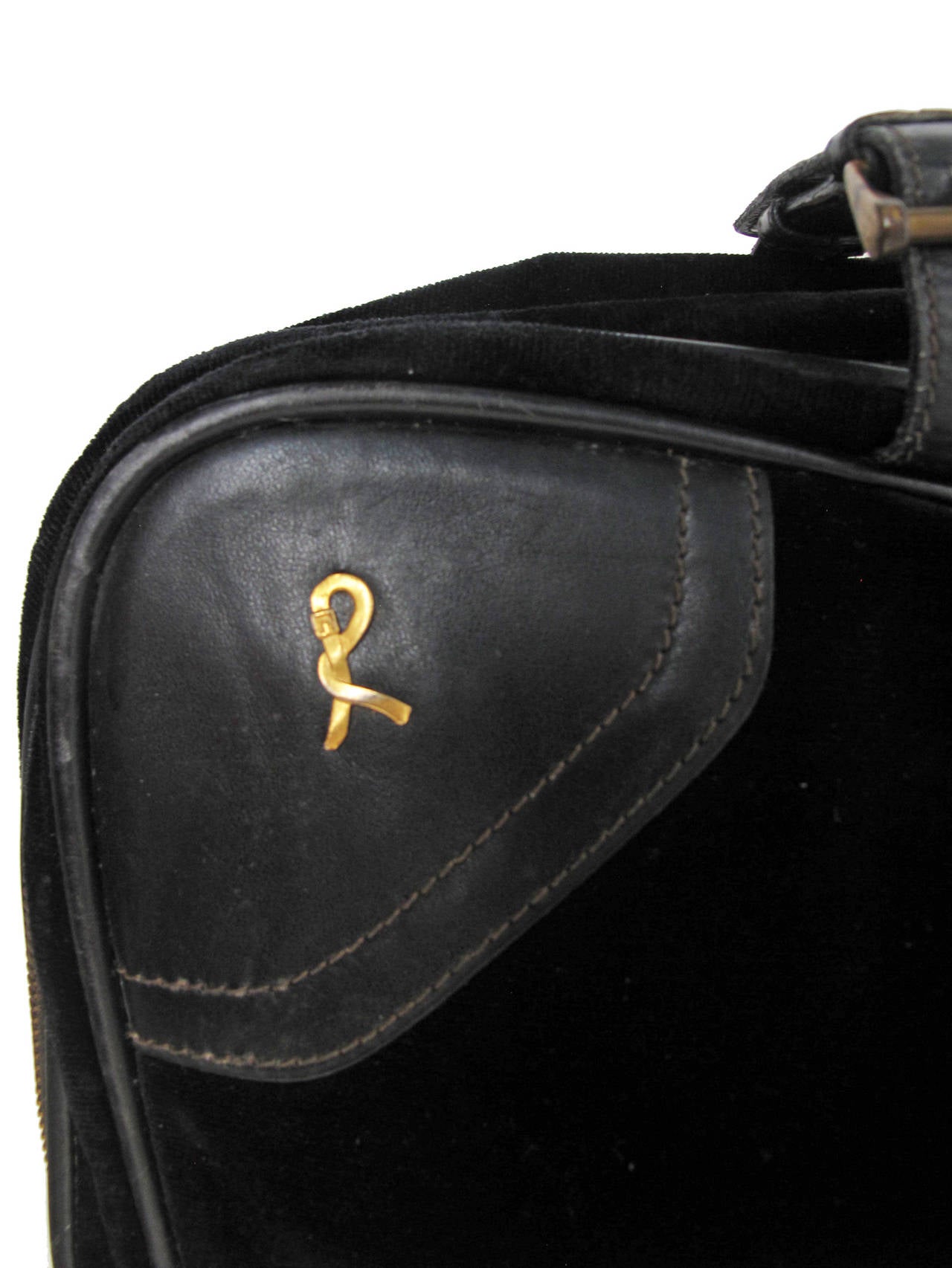 Black 1970s Roberta di Camerino Large Velvet Suitcase