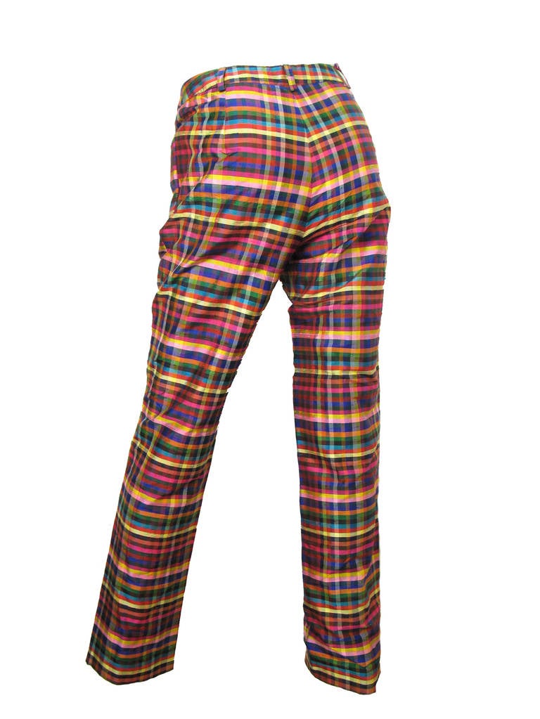 Moschino Cheap and Chic silk plaid colored pants.  29