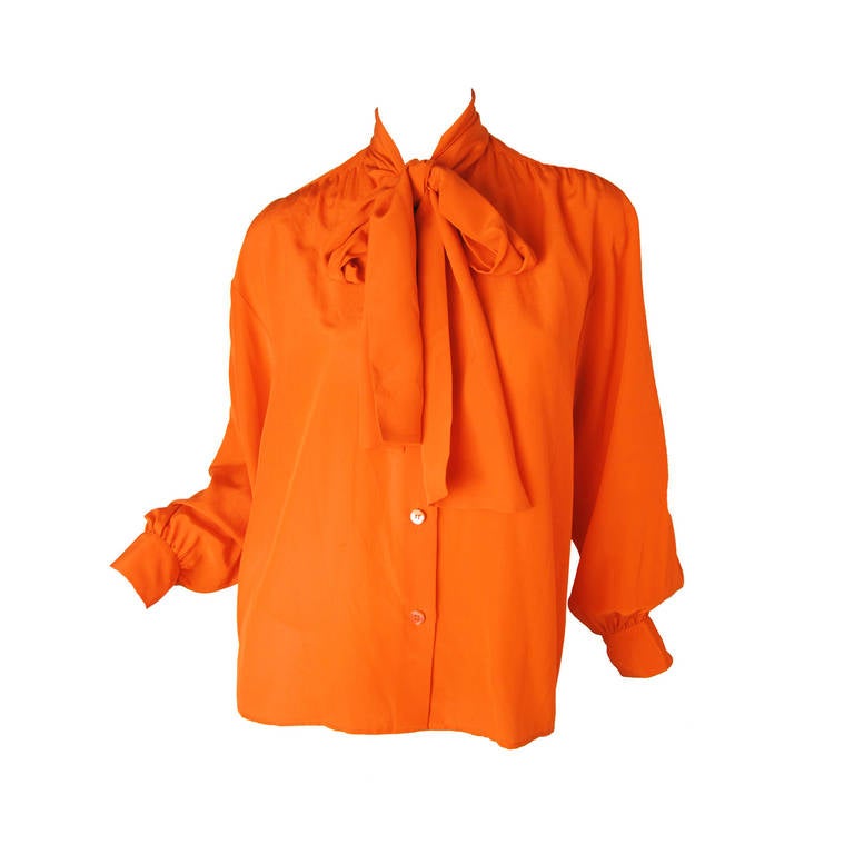Yves Saint Laurent Orange Silk Blouse