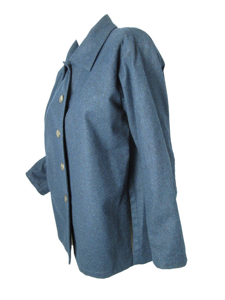 Yves Saint Laurent blue wool and cashmere shirt. Condition: Excellent.  Size 40/ US 6