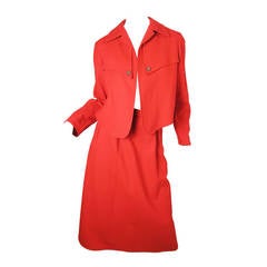 1980s Geoffrey Beene Red Jacket & Skirt