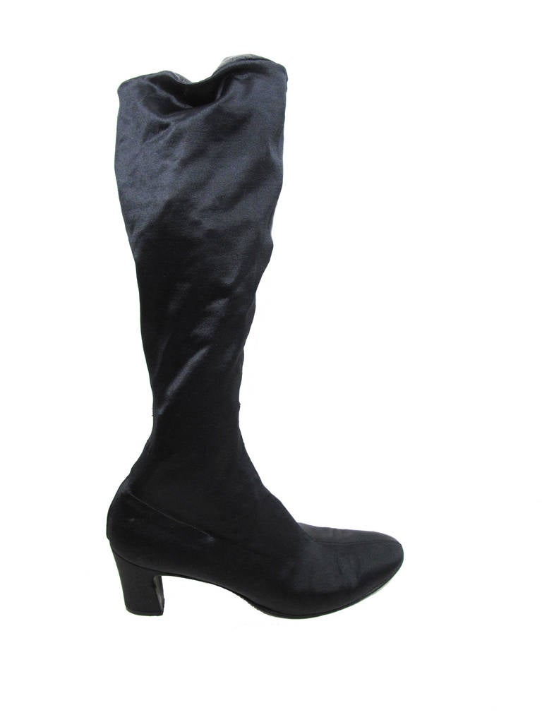1960s Herbert Levine Black Stocking Boots - size 7 1/2B