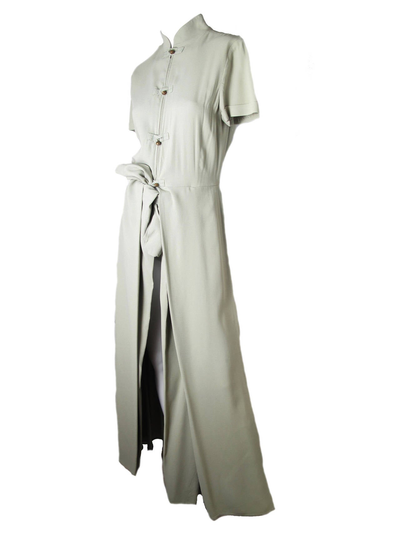 Jean Paul Gaultier green crepe evening gown.  35