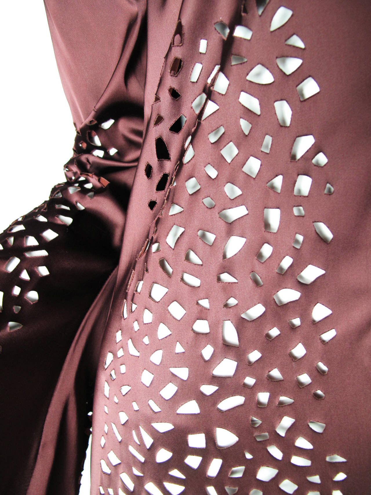 Women's Jean Paul Gaultier Maroon Laser Cut Dress