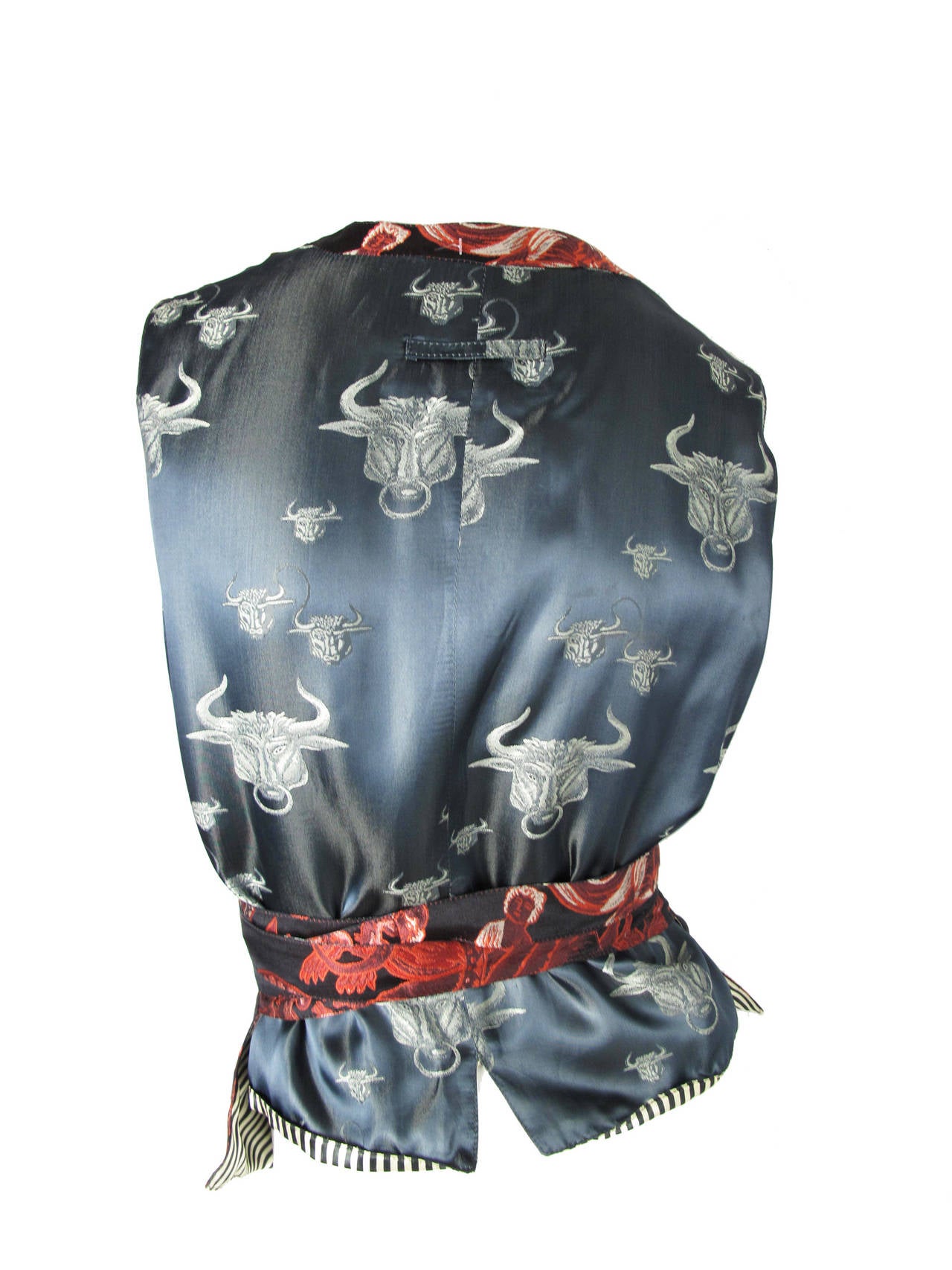 vintage multi- print kimono wrap vest by jean paul gaultier