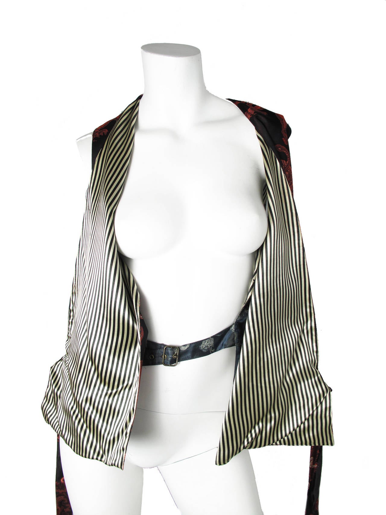 1990s jean paul gaultier multi- print kimono wrap vest