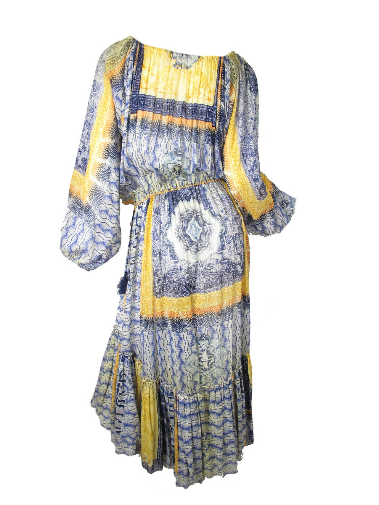 Women's Jean Paul Gaultier Cotton Peasant Dress with JPG Money Print