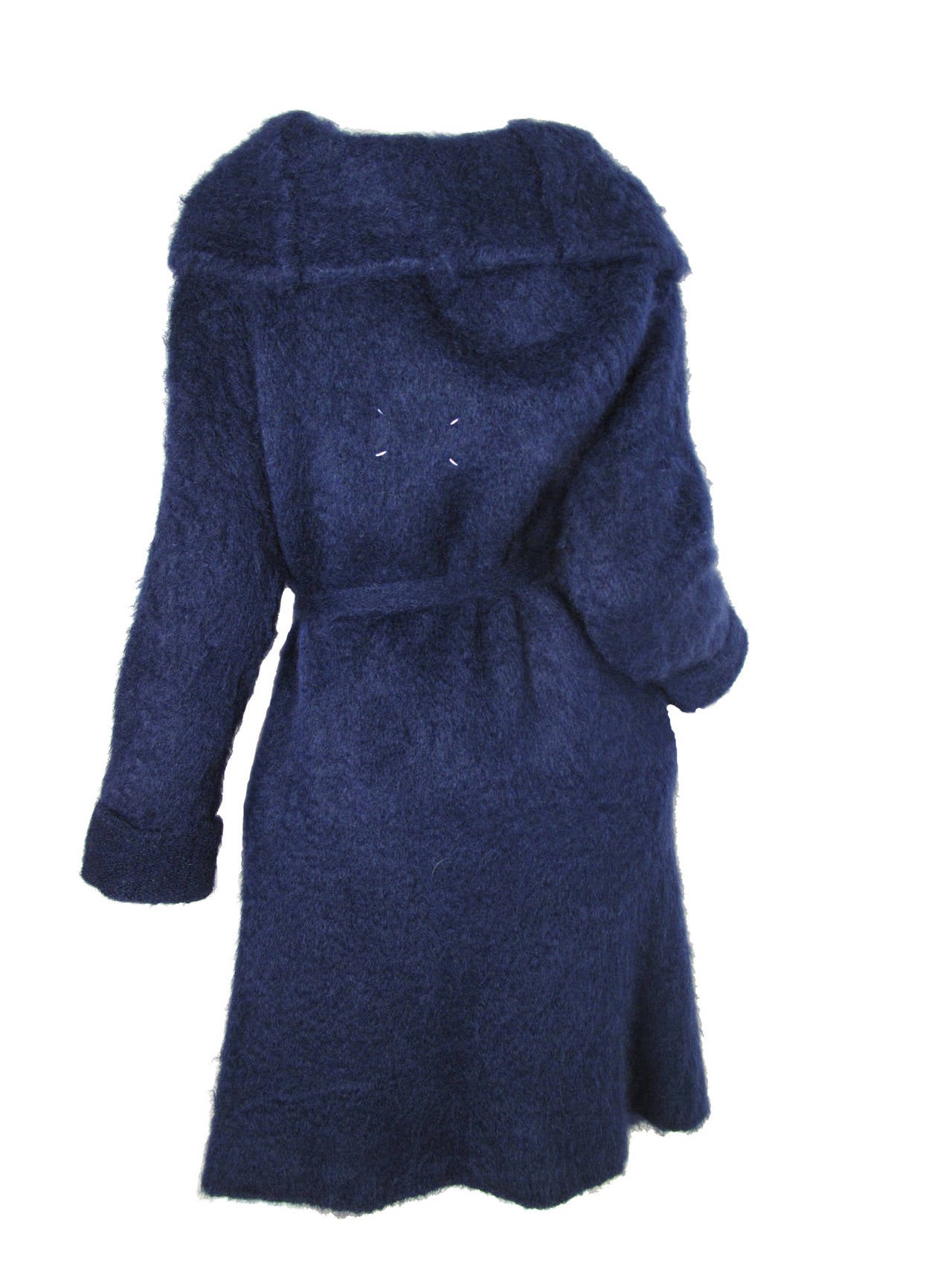 Women's Martin Margiela Navy Blue Mohair Oversized Sweater Coat - Never worn