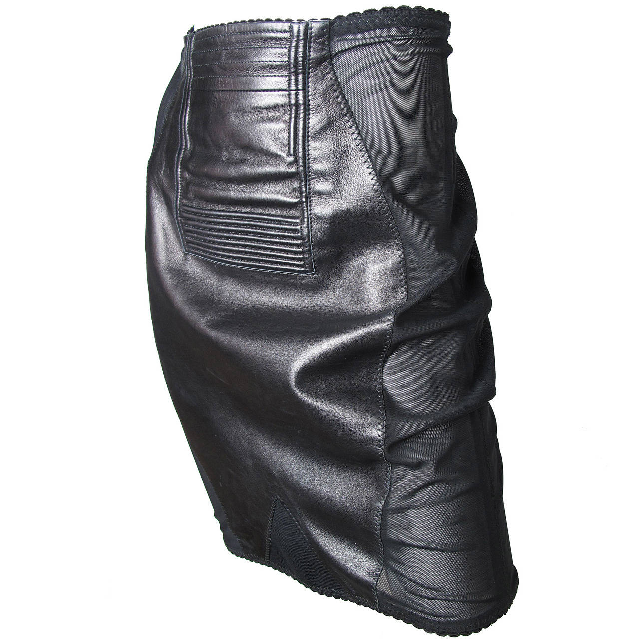 Jean Paul Gaultier Leather Girdle Skirt Sheer Side Panels at 1stDibs ...