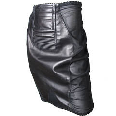 Jean Paul Gaultier Leather Girdle Skirt Sheer Side Panels