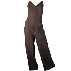 Retro 1990s Jean Paul Gaultier Strapless Jumpsuit with Buckles on Back
