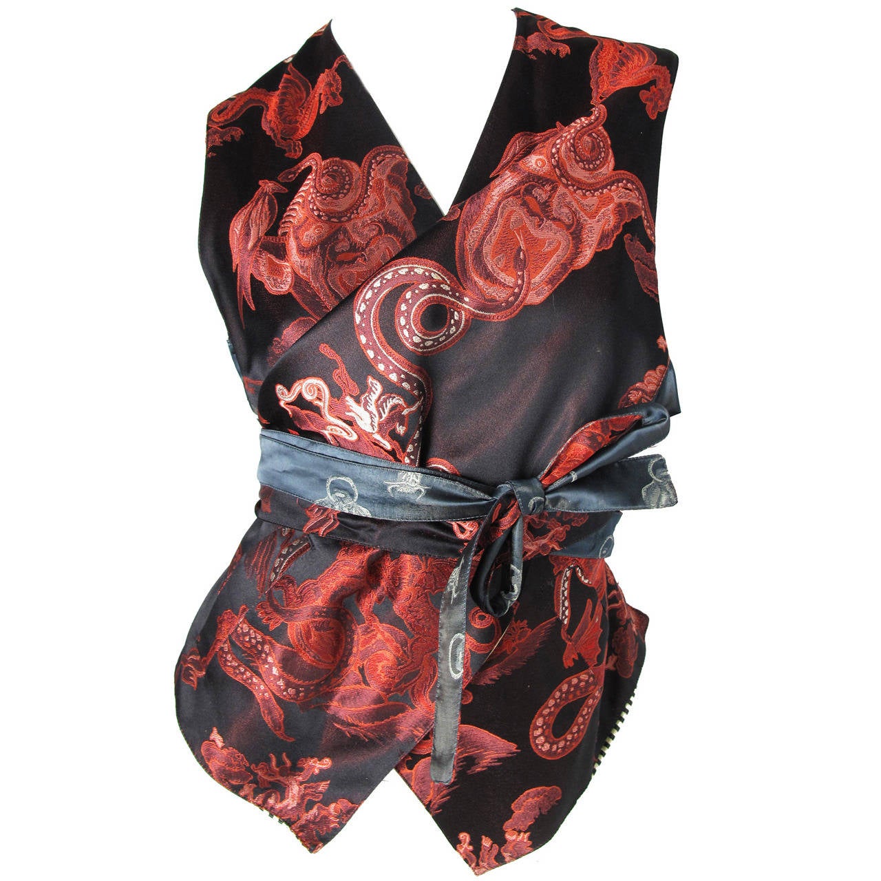1990s Jean Paul Gaultier Multi- Print Kimono Wrap Vest
