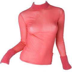 Jean Paul Gaultier Mesh Top with Knit Collar/ Cuffs