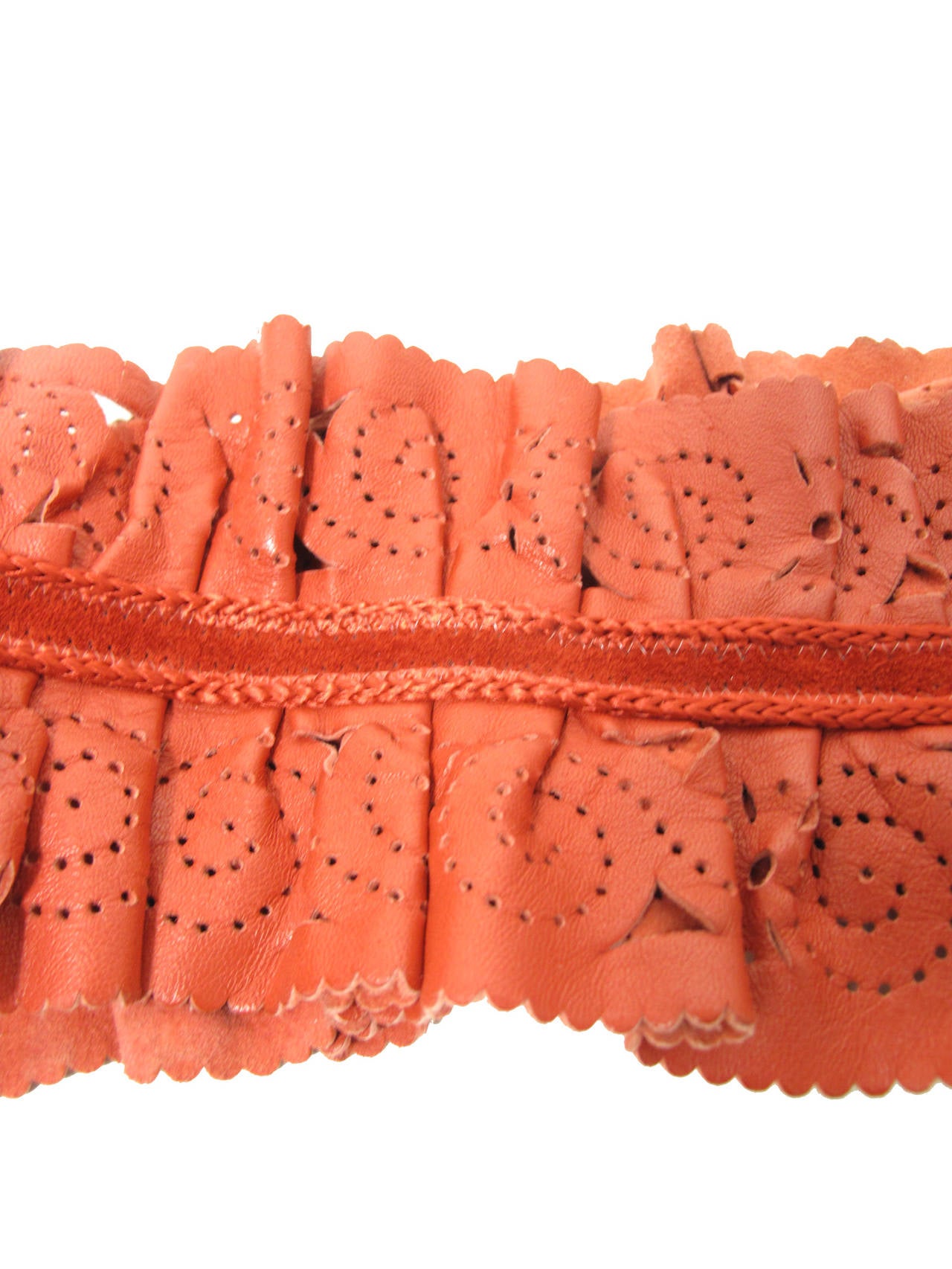 Claude Montana red leather waist belt with fringe tassels.  Condition: Excellent. 4