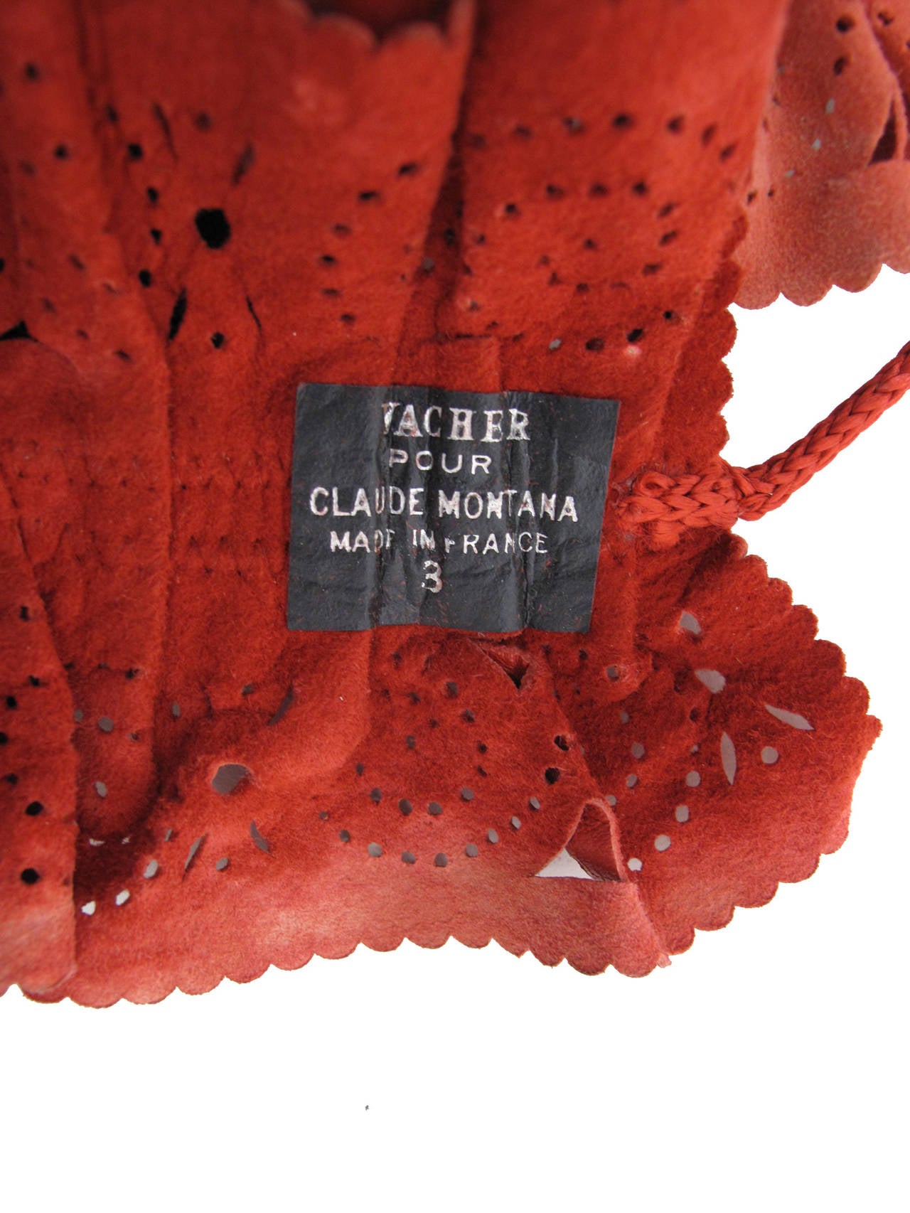 Orange Claude Montana Red Leather Waist Belt