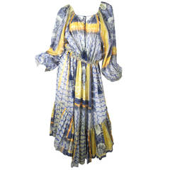 Retro Jean Paul Gaultier Cotton Peasant Dress with JPG Money Print