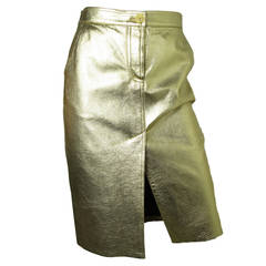 Moschino Gold Metallic Leather Skirt