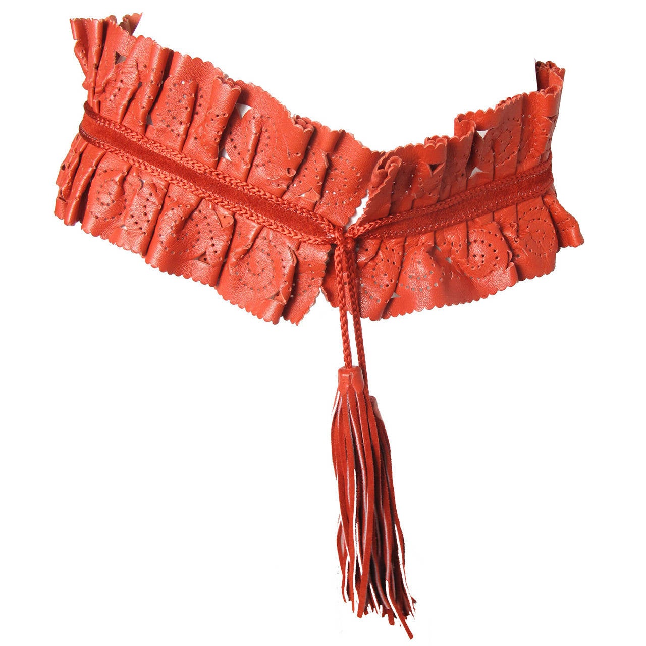 Claude Montana Red Leather Waist Belt