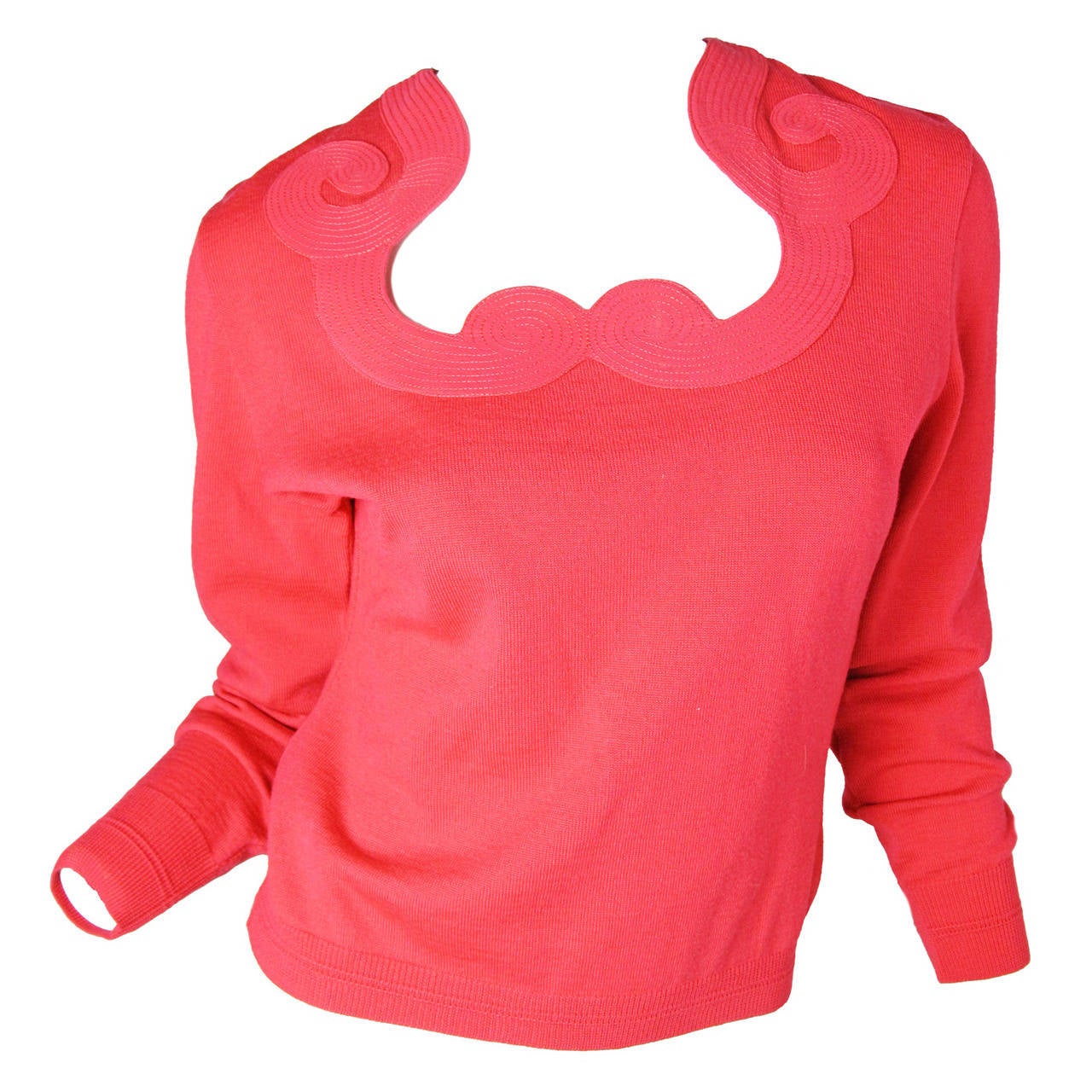 1990s Versace pink top with detailed neckline