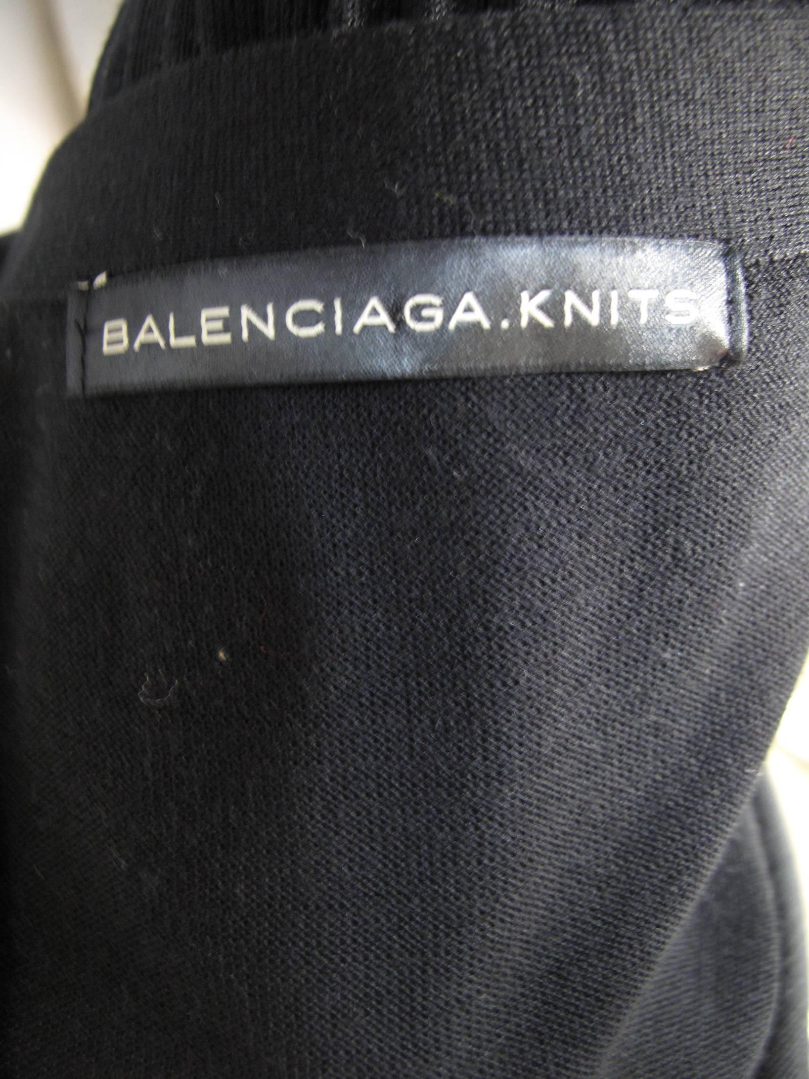 Women's Balenciaga Black Silk Cashmere Dress with Pleating
