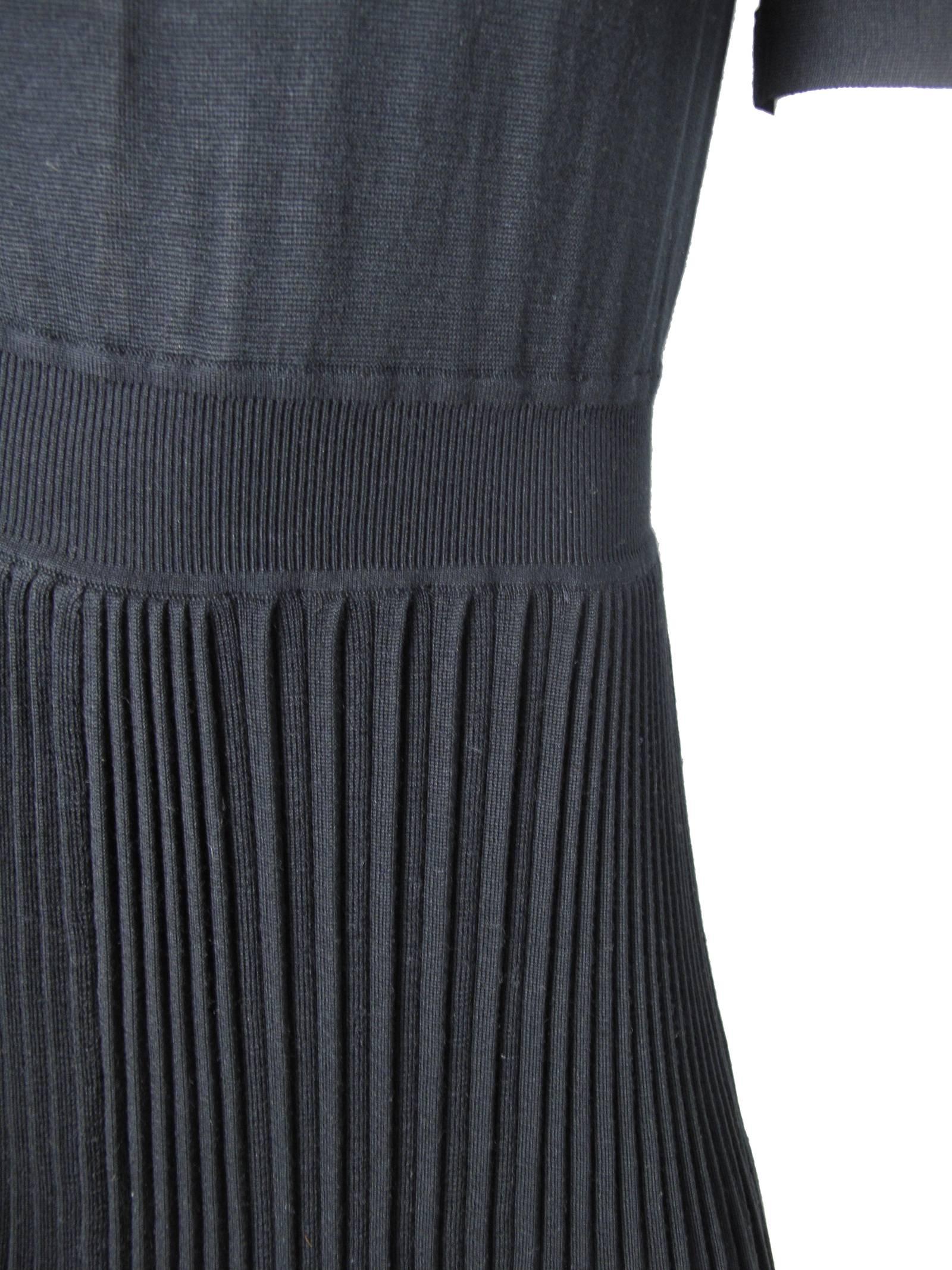 Balenciaga Black Silk Cashmere Dress with Pleating 1