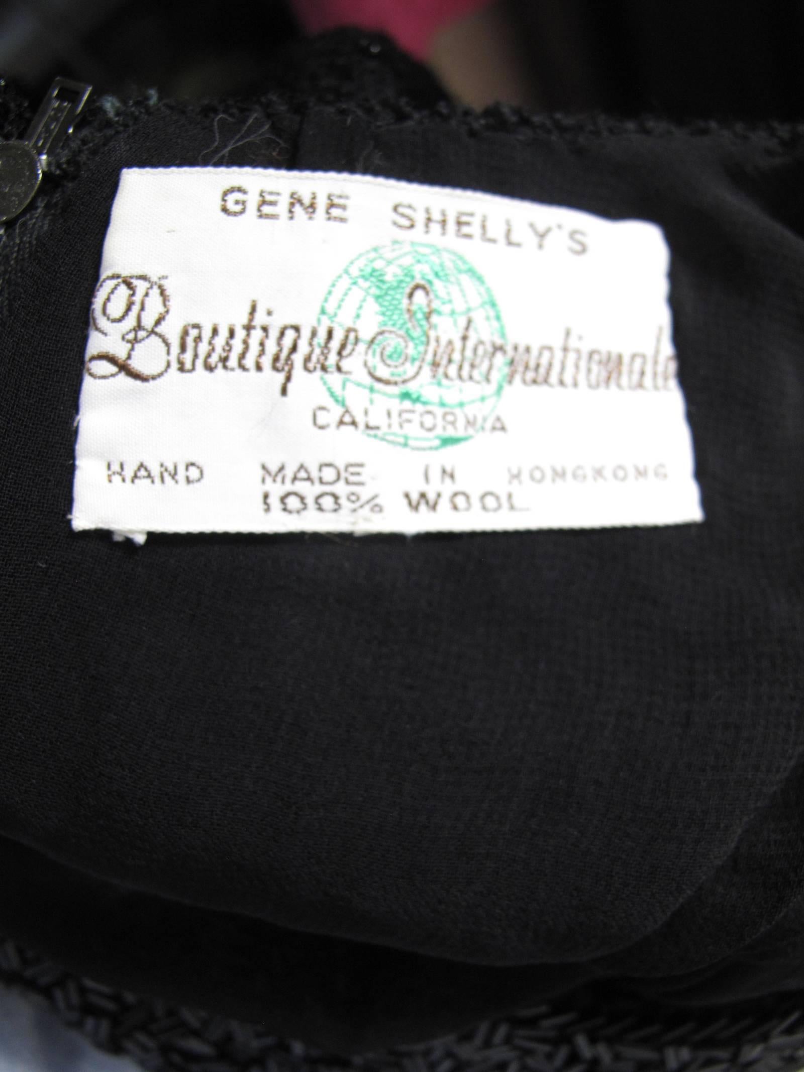 Black 1960s Gene Shelly Beaded Knit Dress