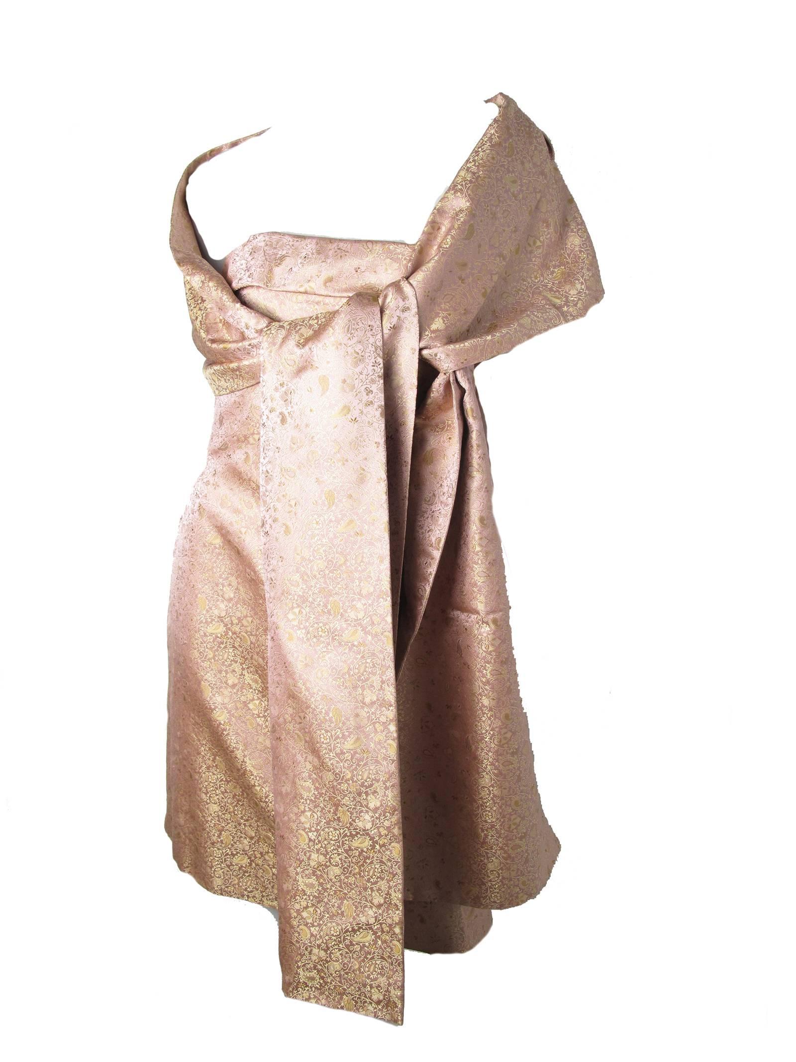 Pamella Roland Pink Silk dress with Wrap 2