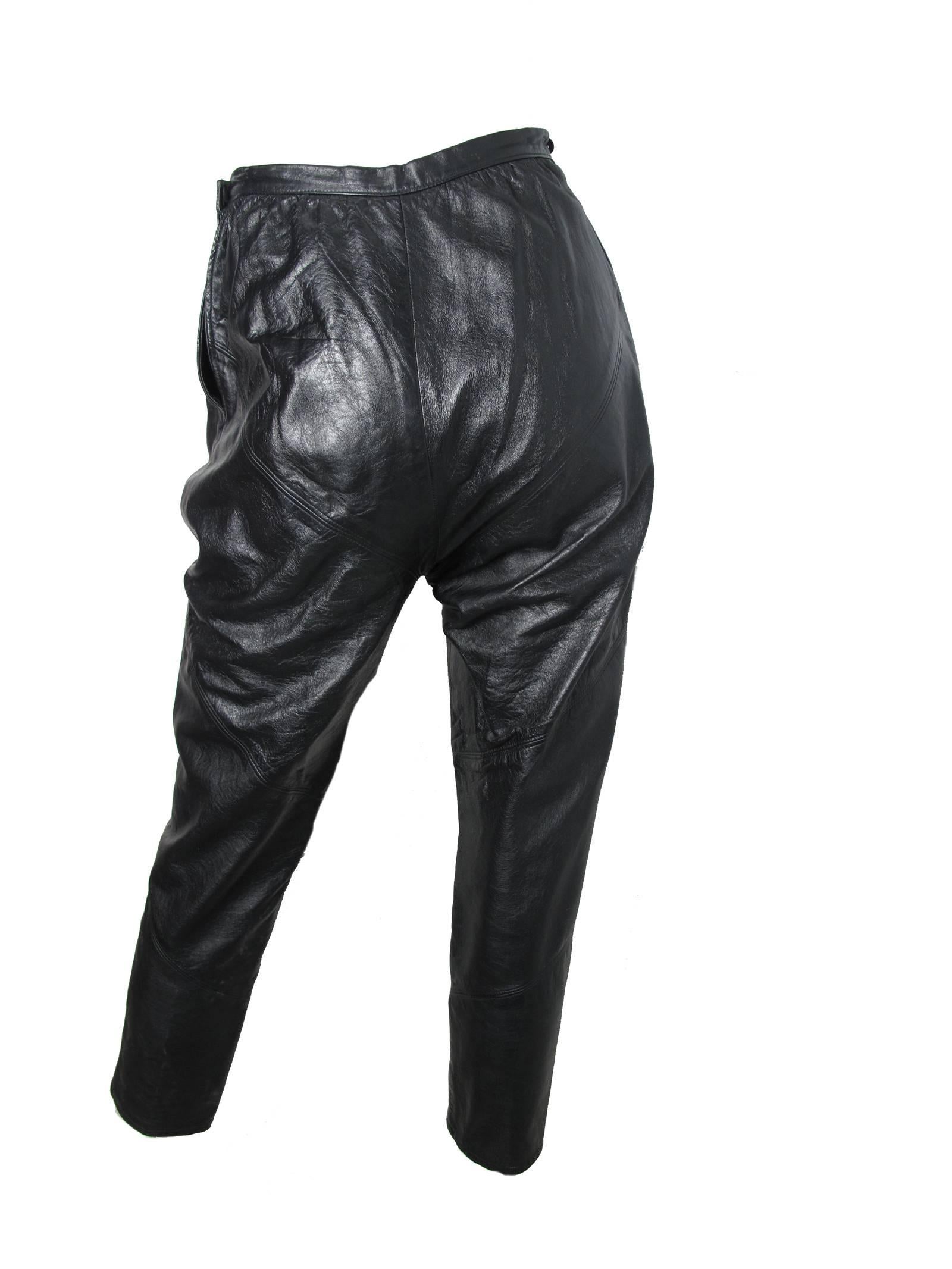 1960s Bonnie Cashin Black Leather Pants In Good Condition In Austin, TX
