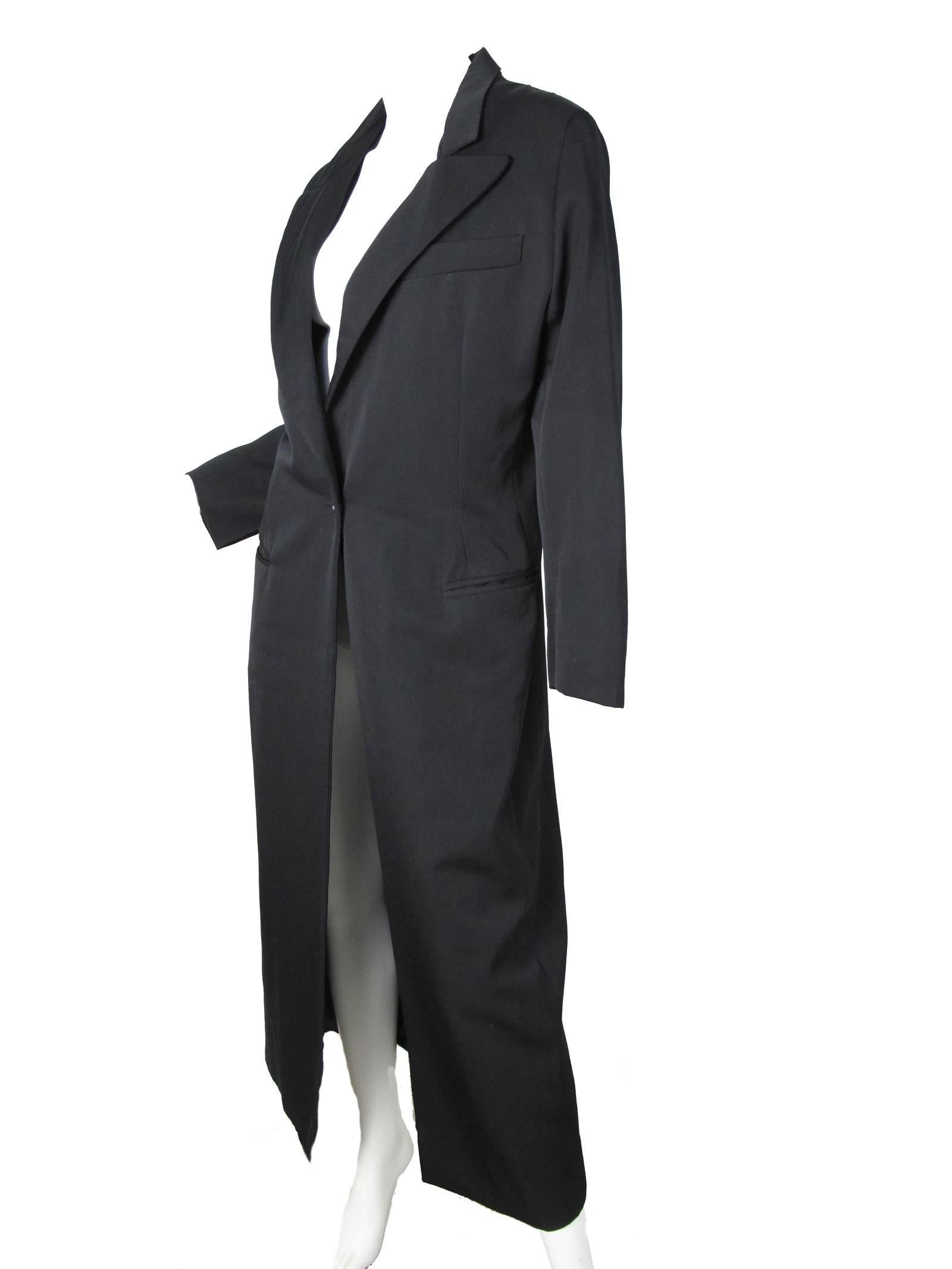 Norma Kamali OMO Long Black Coat, Early 1980s  In Excellent Condition In Austin, TX