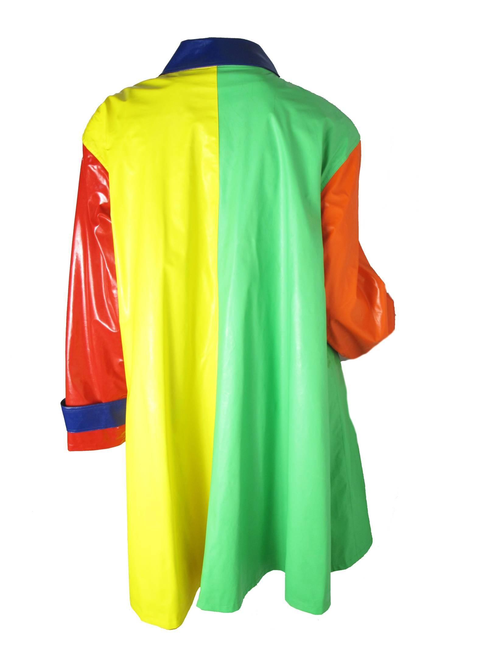 Green 1970s Bill Blass Primary Colored Raincoat - sale